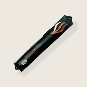 Mezuzah - Black and Rose Gold Modern Mezuzah - Jewish Epoxy Art - Epoxy Judaica Handmade Hamsa Mezuza Case - Jewish Housewarming Gift