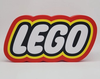 Letrero con el logotipo de LEGO impreso en 3D de 7" x 3.5" – Exhibidor de arte retro para coleccionistas