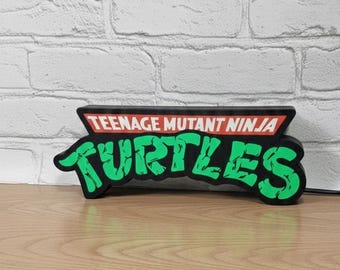 Lámpara retro impresa en 3D con caja de luz LED de 9 pulgadas de las Tortugas Ninja (TMNT) con conexión USB.