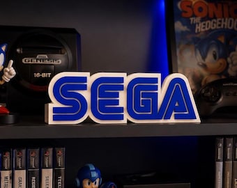 Letrero con el logotipo de SEGA para exhibición, estilo retro, videojuegos o decoración de escritorio/estante, 7 pulgadas.