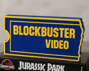 Letrero con el logo de Blockbuster Video impreso en 3D, estilo retro de los 90, para decorar tu sala de cine.