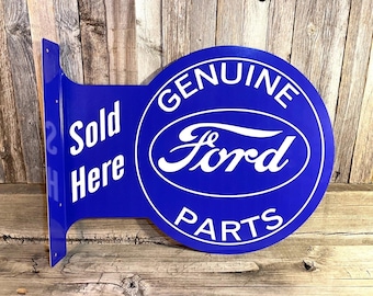 Letrero metálico con brida de repuestos originales Ford – Decoración de pared para garaje – Cueva del hombre
