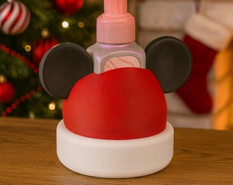 Jabonera impresa en 3D con forma de gorro de Papá Noel de Mickey Mouse