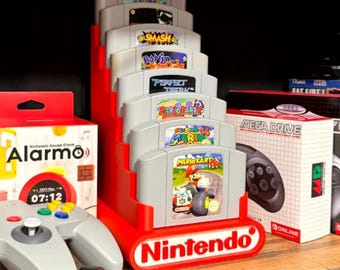 Soporte expositor para 8 cartuchos de Nintendo 64 (N64) impreso en 3D