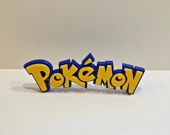 Letrero de pared con logo de Pokémon impreso en 3D para decoración de sala de juegos y estantes