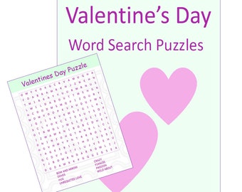 Valentine's Day word search puzzles/games -digital file