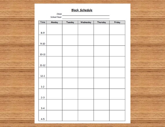 Homeschool Block Schedule - Etsy