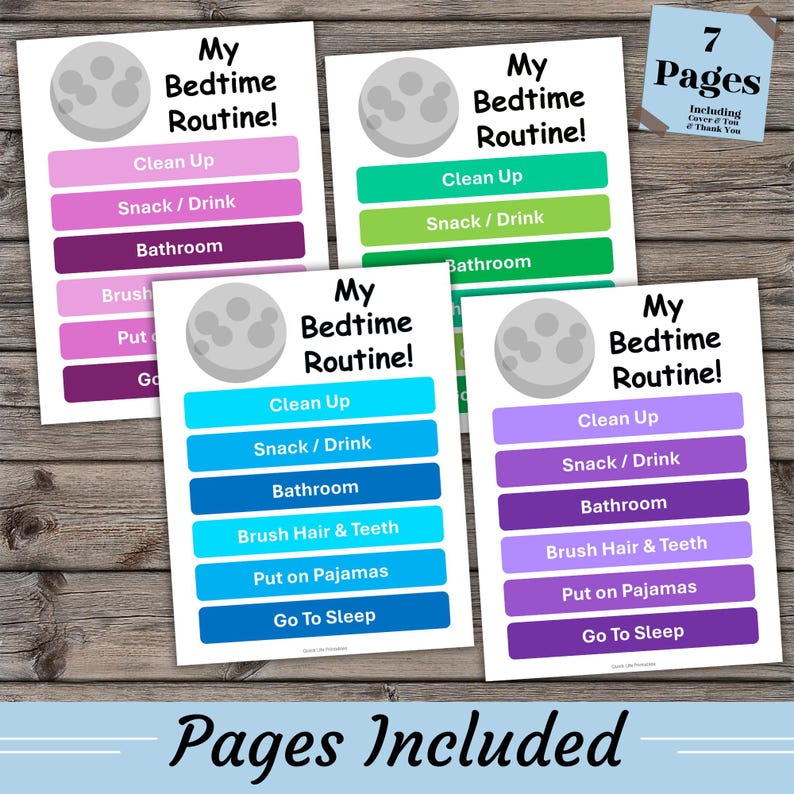 Kids Bedtime Routine Poster: Chore Chart, Nighttime To-do List (PDF ...