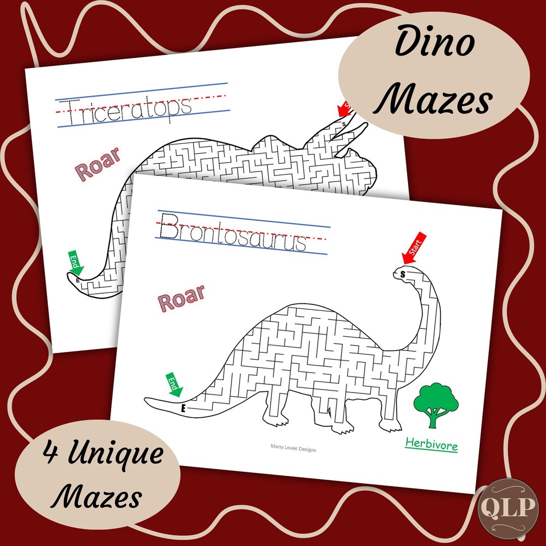 Dinosaur Maze Kids Maze Printable Dinosaur Puzzle Kindergarten