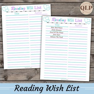 Lese Wunschliste druckbare, Buch Wunschliste, Leselog Vorlage, Lese Journal, Bücher zu lesen Liste, Geschenk für mich, Kinder Leseliste
