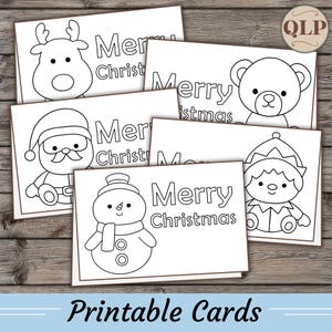 Printable Kids Christmas Coloring Cards: Character Outlines (PDF Download)