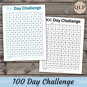 100 Day Challenge Tracker, Goal Tracker, Habit Forming Tracker, Goal Setting, Productivity Printable