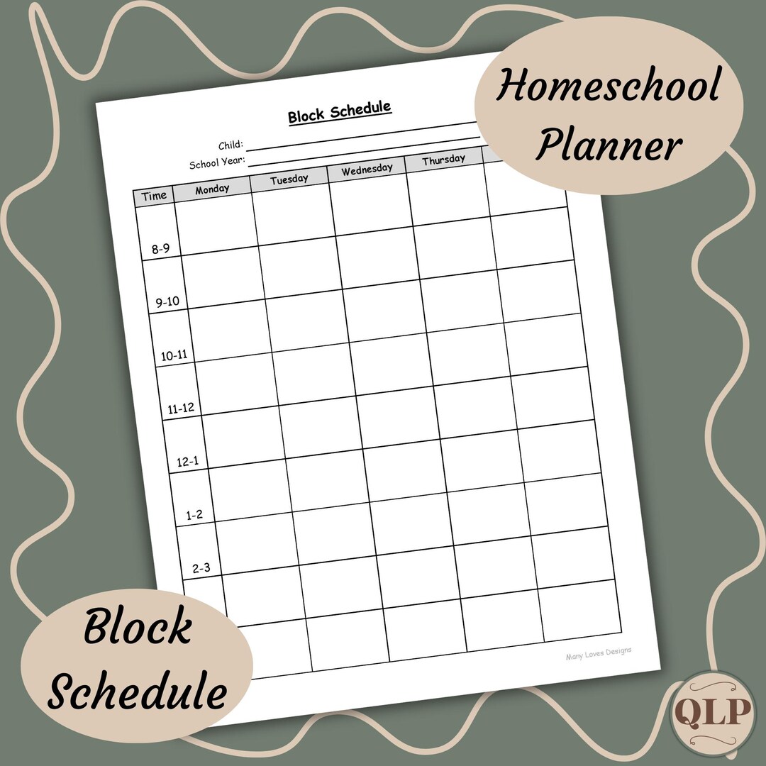 Homeschool Block Schedule, Schedule Template, Printable Weekly ...