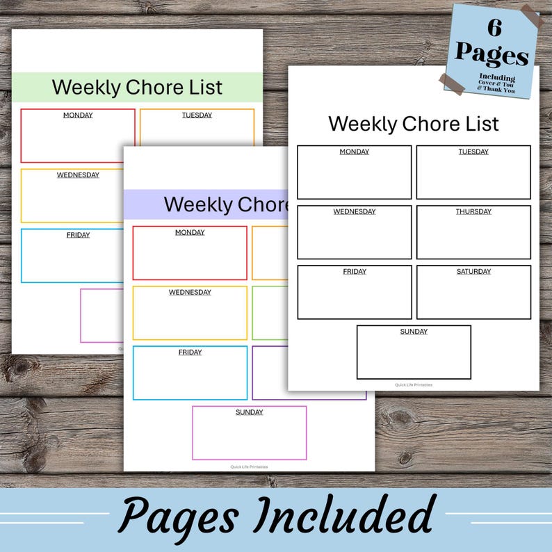 Editable Weekly Chore Chart, Printable Organization Tool (PDF) - Etsy ...
