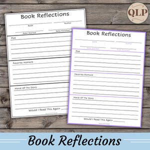 Book Reflections Printable, Literature Analysis Printable, Reading Printable, Book Printable, Student Reading Reviews