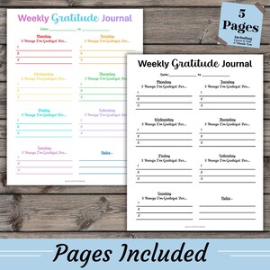 Weekly Gratitude Journal, Thankfulness journal, daily gratitude log, daily positivity log