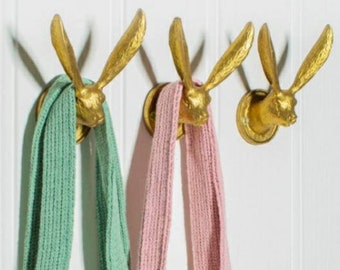 Gold Rabbit Ears Hook, Hare Ears Hook, Rustic Gold Coat Hook, Vintage Gold Coat Hook | Sass and Belle | Homeware | Spring | Animals | Hooks