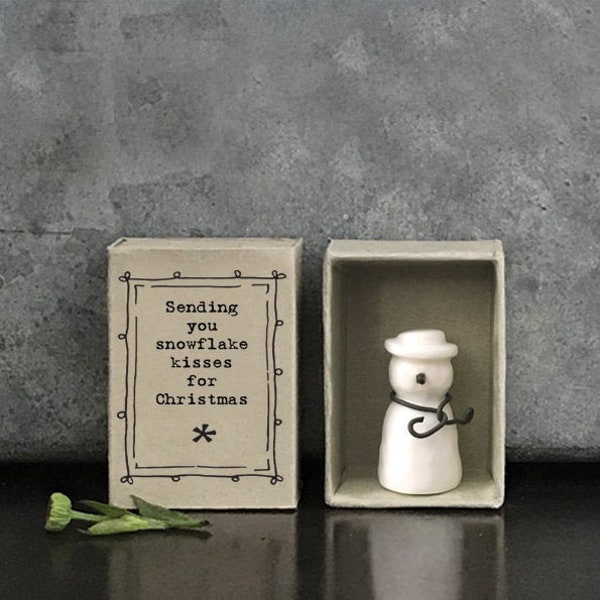 East of India Porcelain Snowman Matchbox Gift | Christmas | Keepsake | Friendship | Boxfull | British | Xmas | Festive Gift