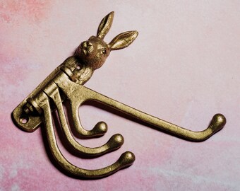 Gold Rabbit, Hare, Multi Coat Hook, Rustic Gold Coat Hook, Vintage Gold Coat Hook | Sass and Belle | Homeware | Spring | Animals | Hooks