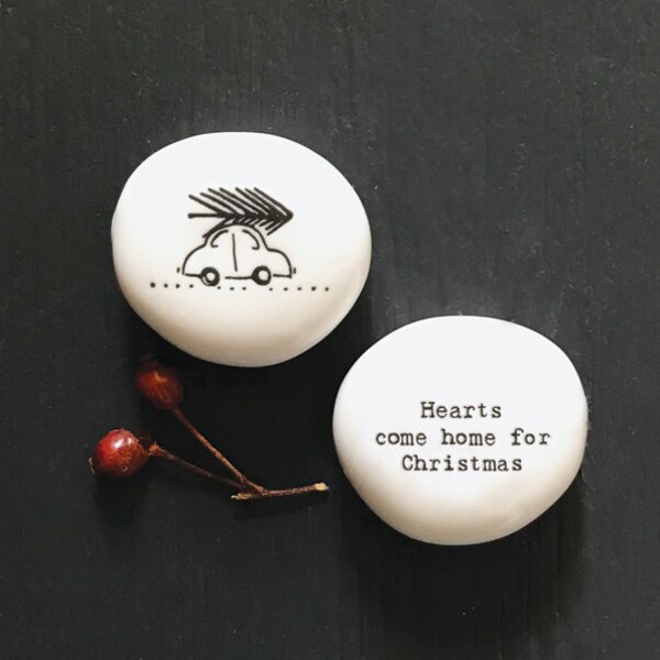 East of India 'hearts come home for Christmas' Pebble | East Of India Gifts | Christmas | Pocket Gift | Birthday Gift | Friendship