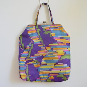 Beutel Einkaufsbeutel 60er 70er farbenfroh leichte Tasche Nylon vintage bunt 50er lila mid century Beuteltasche