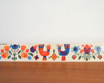 Abziehbilder 70er Jahre Folklore 2 Bordüren vintage Prilblume bunt Blumen Schiebebild