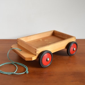 Kleiner Holzwagen 60er Kinder Holzspielzeug sixties Ziehwagen