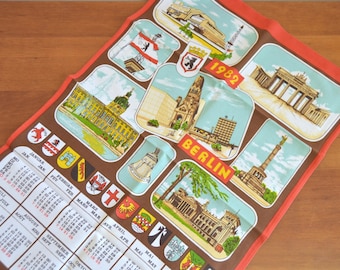 Tea towel 80s Berlin calendar 1982 vintage kitchen towel