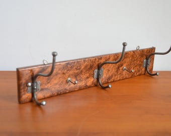 Hook rack 6 hooks vintage 50s 60s fifties sixties mid century brown