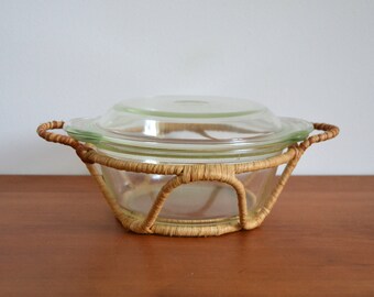 Casserole dish Schott Jena basket glass casserole 60s lid vintage