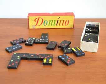 Domino vintage colorful black 60s mid century domino game