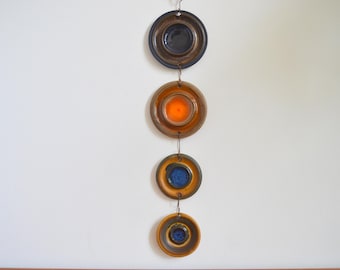Kis Lunn ceramic Denmark 60s 70s wall decoration Mid Century Denmark vintage blue yellow wall plate wall disc ceramic disc wall ornament
