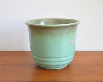 Large vintage green turquoise Art Deco planter, flower pot, plant cover