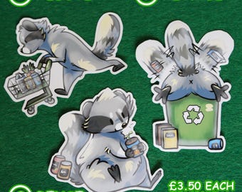 Raccoon Sticker REDUCE, REUSE, RECYCLE