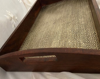 Wooden Rectangular Tray with Handles