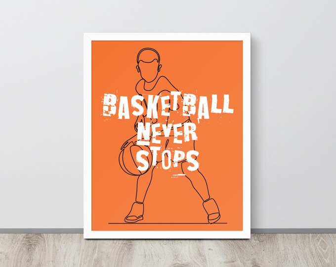 Basketball Wall Art, Basketball Wall Decor, NBA Inspired Posters with Inspirational Quotes, Art Prints in Black and White, Teen Room