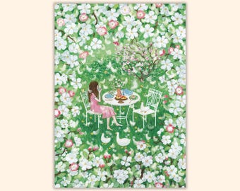 Spring Breakfast Postcard, Blooming Orchard Mini Print