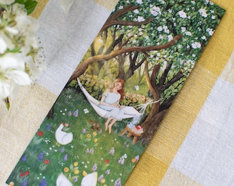 Spring Mornings Bookmark, Seasonal Illustrated Art, Book Lovers Gift