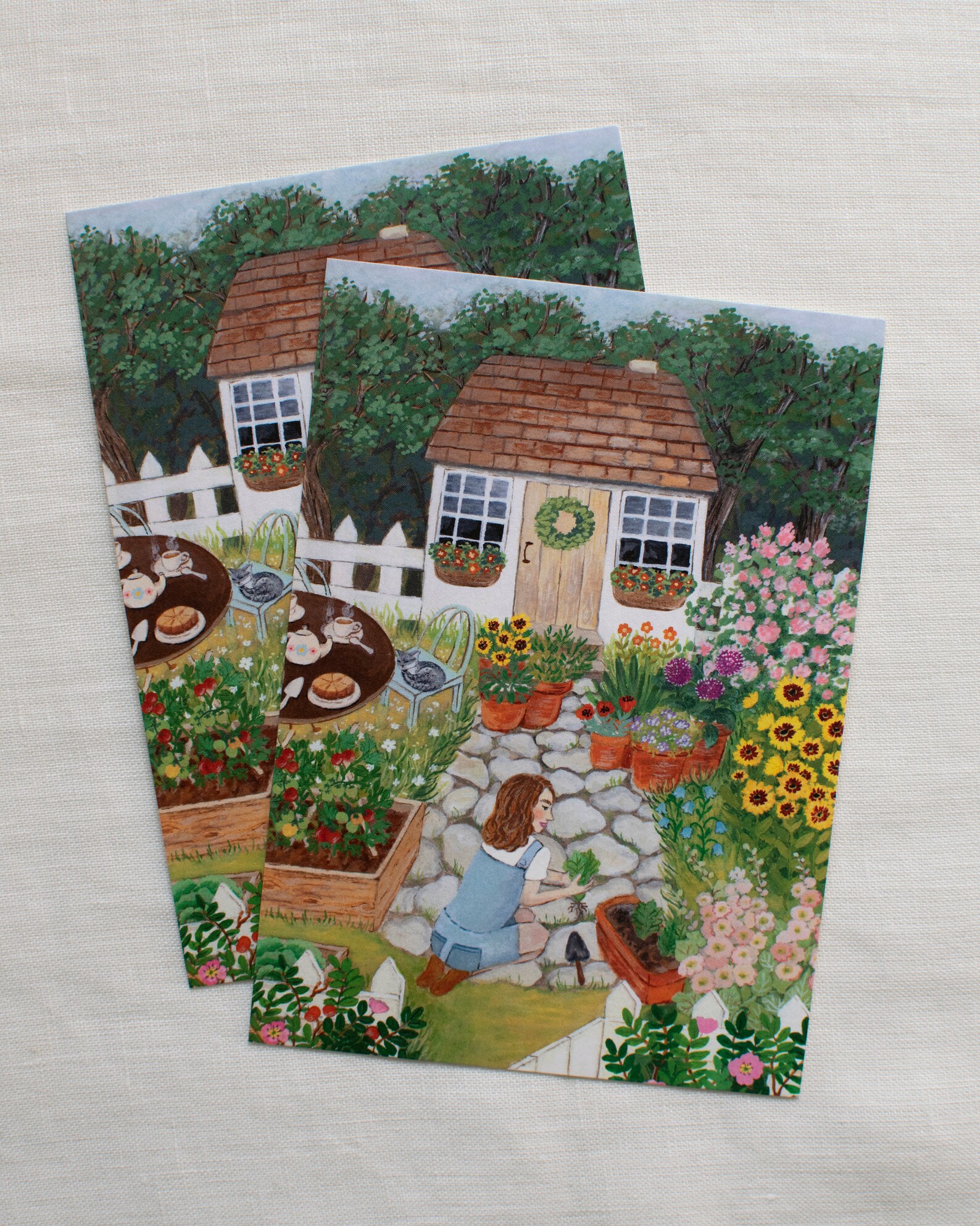August Garden Postcard / Greeting Card, Gardening Card, Summer at the ...