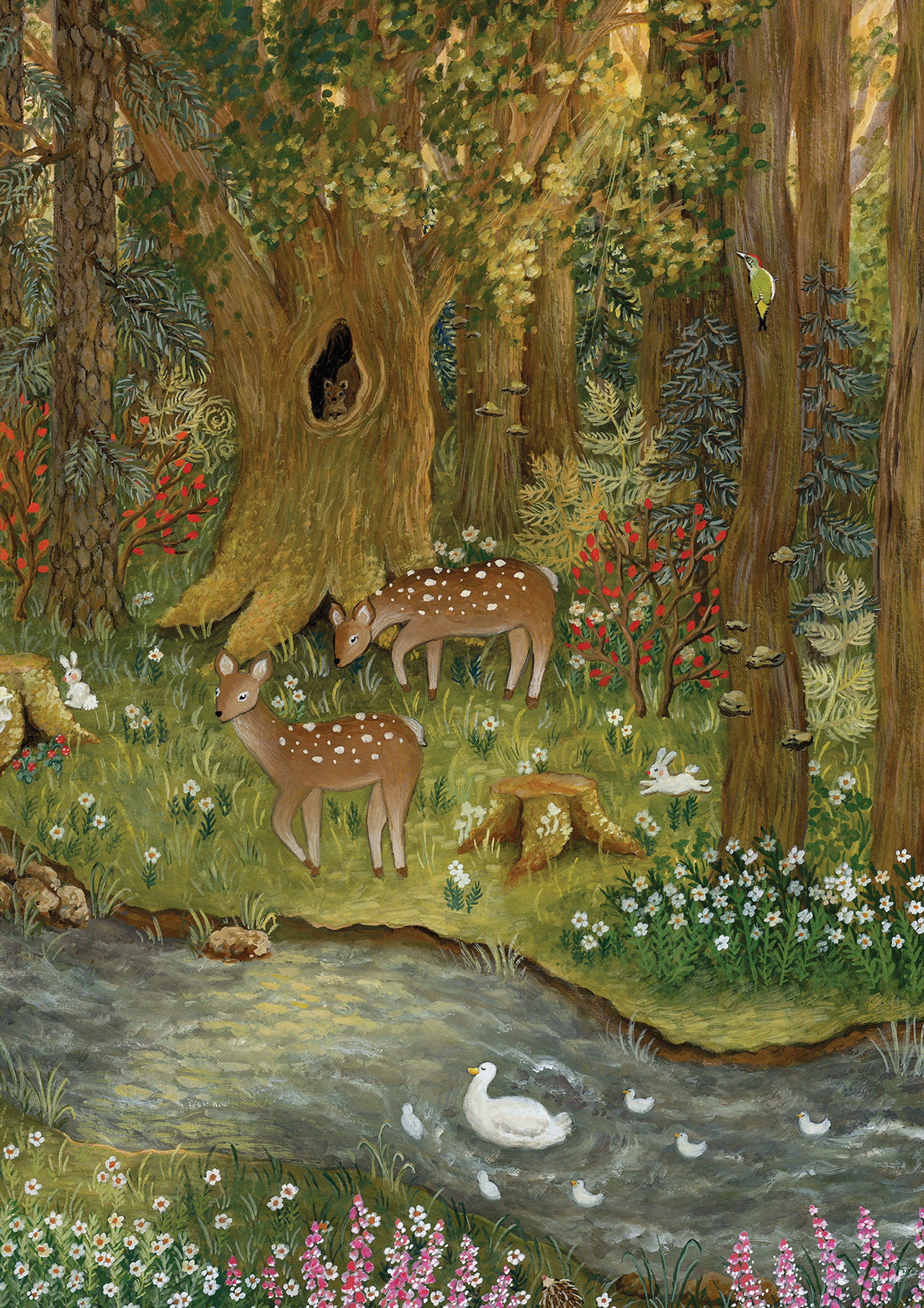 森の絵画「小春ブナ森」 魅惑的な森のイラスト、森の小川のアート、野生動物の絵 - Etsy 日本