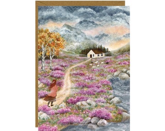 Fall Heathland Postcard, Autumnal Card, Seaside Mini Print