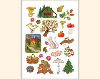 August Forest Postcard, Woodland Mini Print