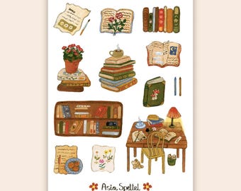 Bookish Sticker Sheet, Planner stickers, Reading Journal Stickers, Scrapbook Stickers