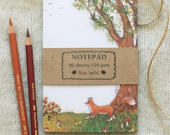 Fox In The Forest Notepad, A6 Notepad, To-do List Planner, Notepad For Scrapbooking