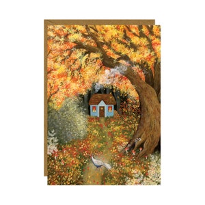 Cartão postal de faisão prateado, cartão de floresta de outono, mini impressão de animais da floresta