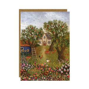 Carte postale The Cottage Garden, automne douillet, mini impression pommiers