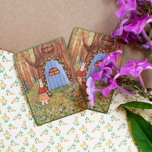 Flowers Picking Glossy Vinyl Sticker, Cozy Forest Sticker