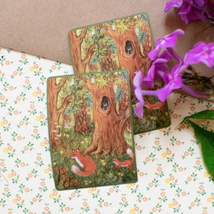 Fox Family Glossy Vinyl Sticker, Cozy Forest Sticker