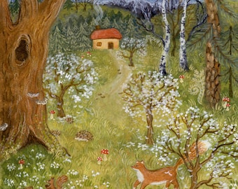 Storm On The Horizon Illustration, Wild Animals Drawing, Forest In The Spring Time