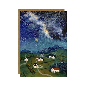 Ansichtkaart The Night Of Falling Stars, Stargazing Card, Sterrennacht op het platteland